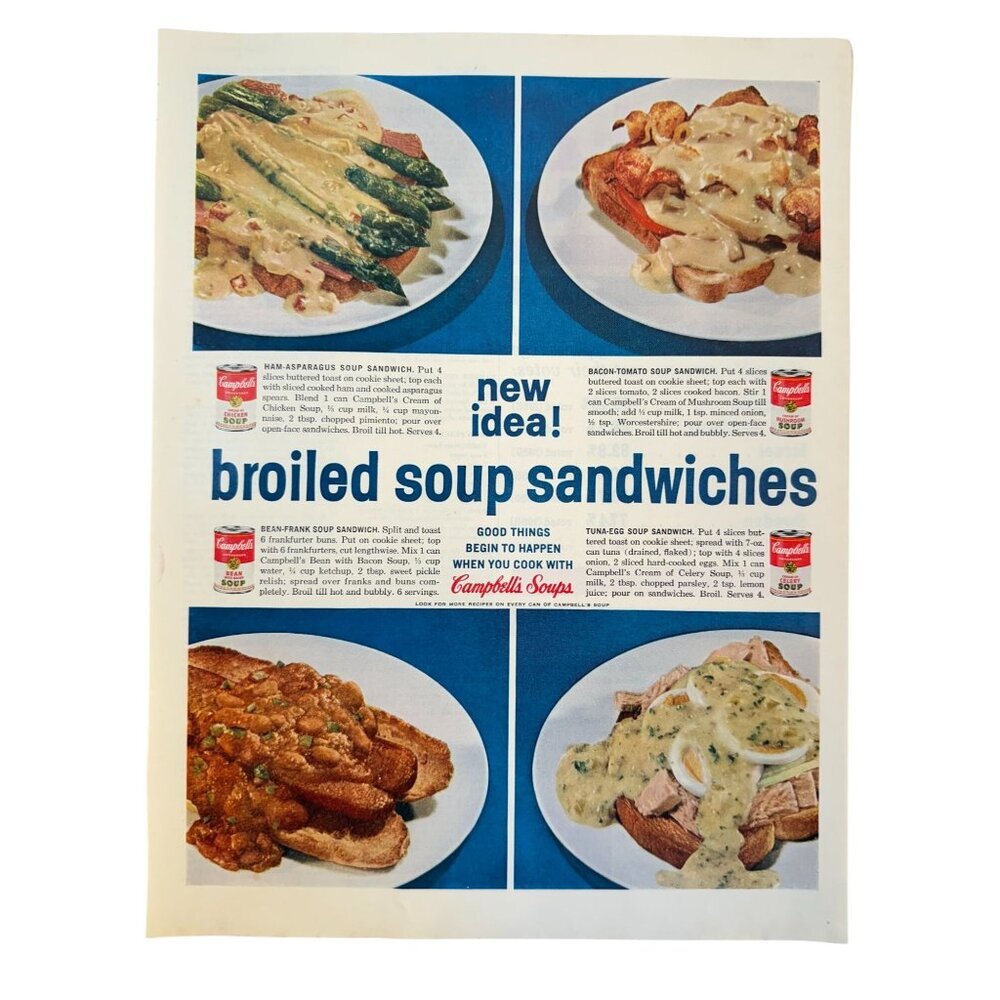 Vintage 1960 Campbell's Soups Broiled Sandwiches Advertisement Print Ad